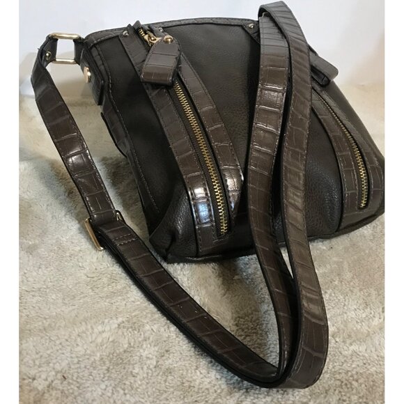 Hilary Radley Purse Brown Leather Crossbody Croc Embossed & Leopard Lining 10 x - Picture 2 of 15